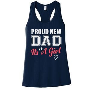 Proud New Dad Its A Girl Cute Girl Announcement Heart Women's Racerback Tank