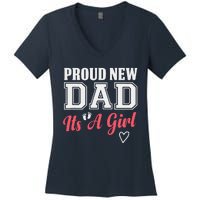 Proud New Dad Its A Girl Cute Girl Announcement Heart Women's V-Neck T-Shirt