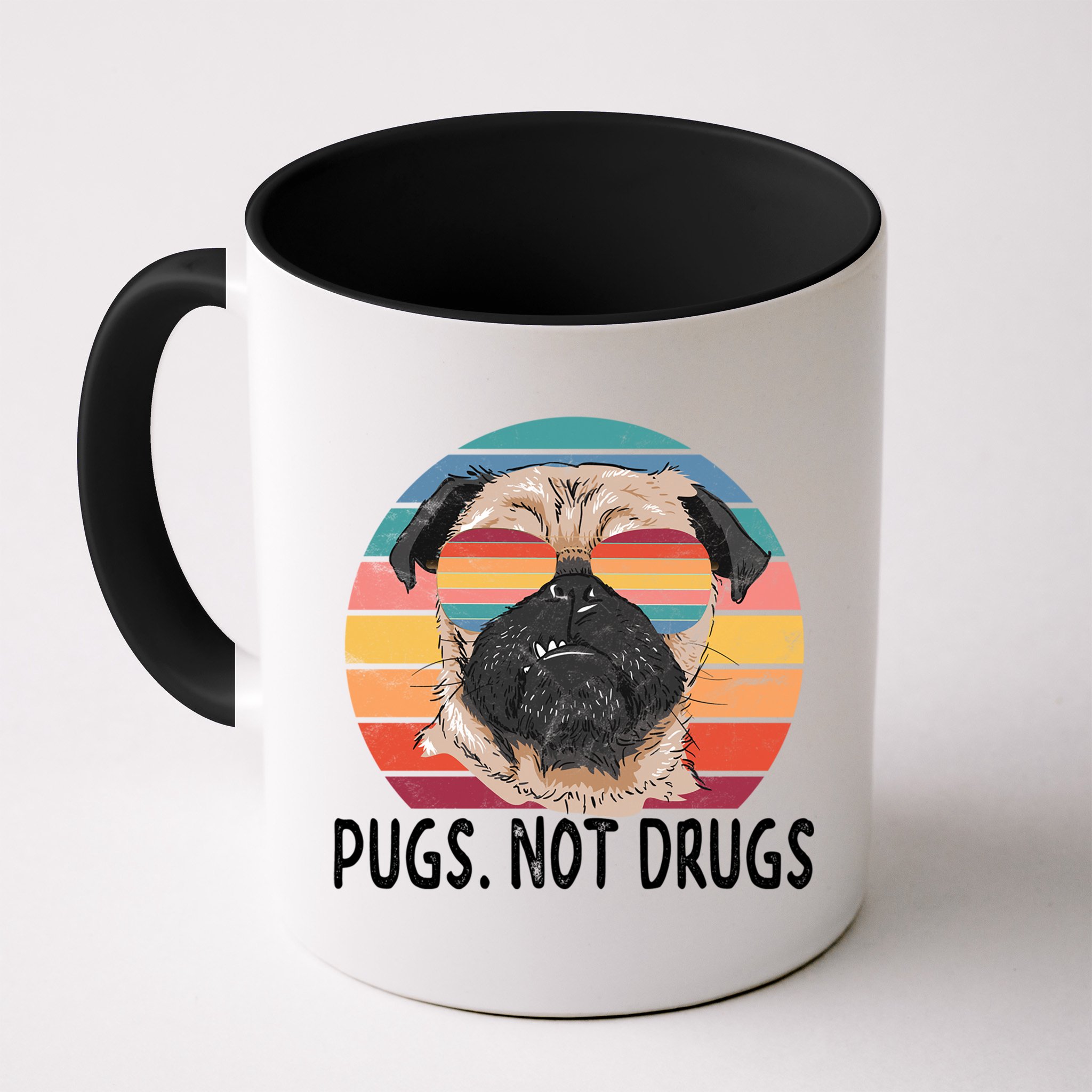 Pugs Not Drugs Funny Pug Lover Retro Vintage Gift Mug
