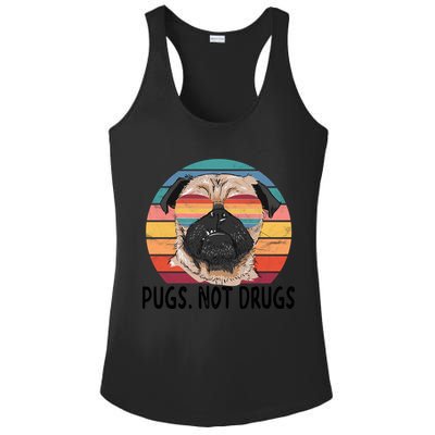 Pugs Not Drugs Funny Pug Lover Retro Vintage Gift Ladies PosiCharge Competitor Racerback Tank