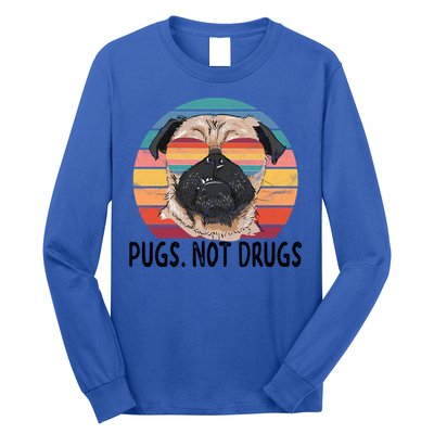 Pugs Not Drugs Funny Pug Lover Retro Vintage Gift Long Sleeve Shirt