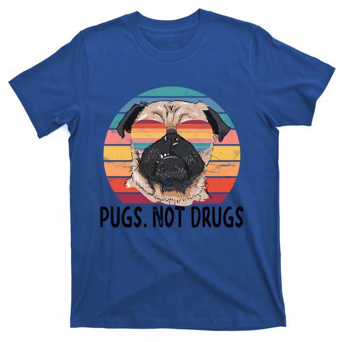 Pugs Not Drugs Funny Pug Lover Retro Vintage Gift T-Shirt