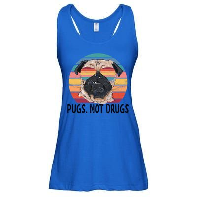 Pugs Not Drugs Funny Pug Lover Retro Vintage Gift Ladies Essential Flowy Tank