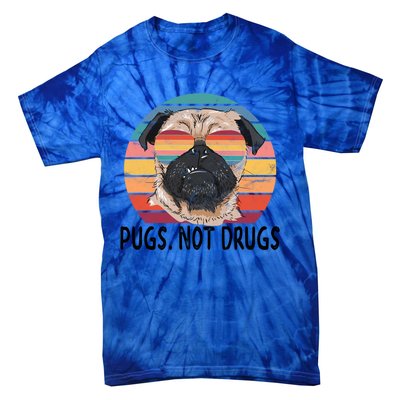 Pugs Not Drugs Funny Pug Lover Retro Vintage Gift Tie-Dye T-Shirt