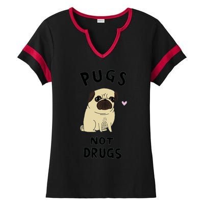 Pugs Not Drugs Ladies Halftime Notch Neck Tee