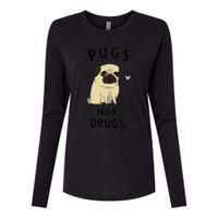 Pugs Not Drugs Womens Cotton Relaxed Long Sleeve T-Shirt