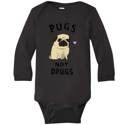 Pugs Not Drugs Baby Long Sleeve Bodysuit