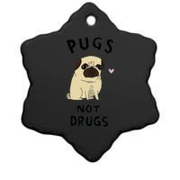 Pugs Not Drugs Ceramic Star Ornament