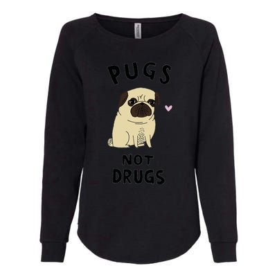 Pugs Not Drugs Womens California Wash Sweatshirt