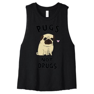 Pugs Not Drugs Women's Racerback Cropped Tank