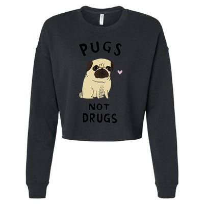 Pugs Not Drugs Cropped Pullover Crew