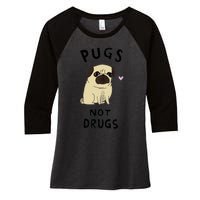 Pugs Not Drugs Women's Tri-Blend 3/4-Sleeve Raglan Shirt