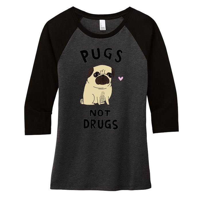 Pugs Not Drugs Women's Tri-Blend 3/4-Sleeve Raglan Shirt