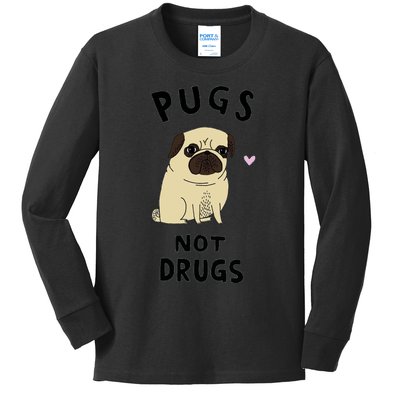 Pugs Not Drugs Kids Long Sleeve Shirt