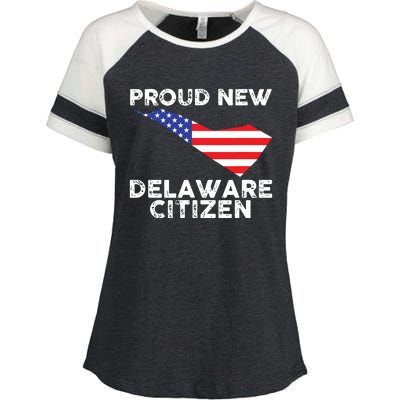 Proud New Delaware Citizen American Immigrant Citizenship Enza Ladies Jersey Colorblock Tee