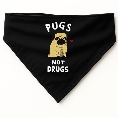Pugs Not Drugs Funny Present For Dog Lover Pets USA-Made Doggie Bandana
