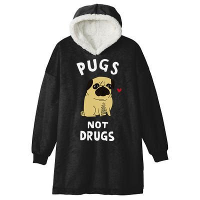 Pugs Not Drugs Funny Present For Dog Lover Pets Hooded Wearable Blanket