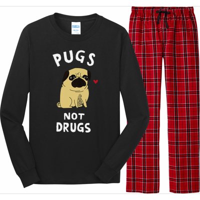 Pugs Not Drugs Funny Present For Dog Lover Pets Long Sleeve Pajama Set