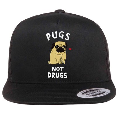 Pugs Not Drugs Funny Present For Dog Lover Pets Flatbill Hat