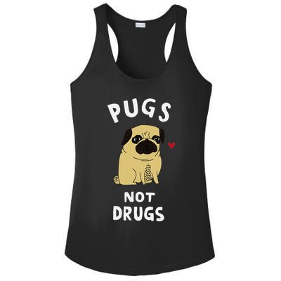 Pugs Not Drugs Funny Present For Dog Lover Pets Ladies PosiCharge Competitor Racerback Tank