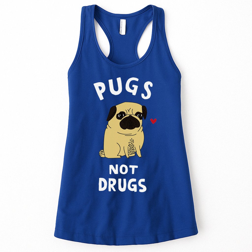 Pugs Not Drugs Funny Present For Dog Lover Pets Womens Tank Top