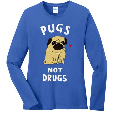 Pugs Not Drugs Funny Present For Dog Lover Pets Ladies Long Sleeve Shirt