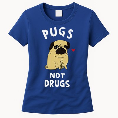 Pugs Not Drugs Funny Present For Dog Lover Pets Womens T-Shirt