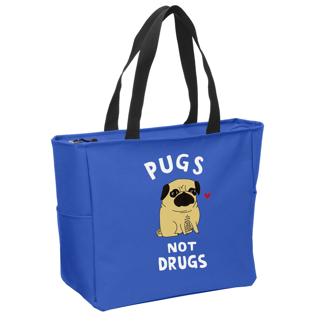 Pugs Not Drugs Funny Present For Dog Lover Pets Zip Tote Bag