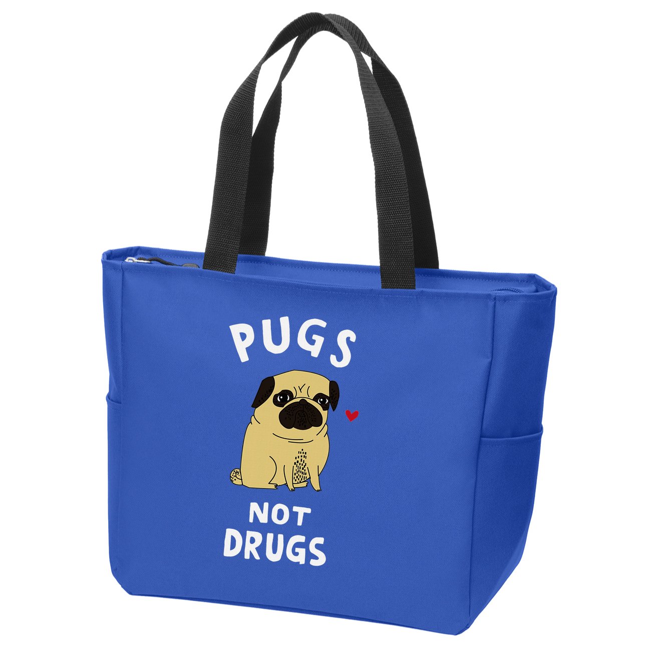 Pugs Not Drugs Funny Present For Dog Lover Pets Zip Tote Bag