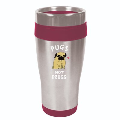 Pugs Not Drugs Funny Present For Dog Lover Pets 16oz Travel Tumbler
