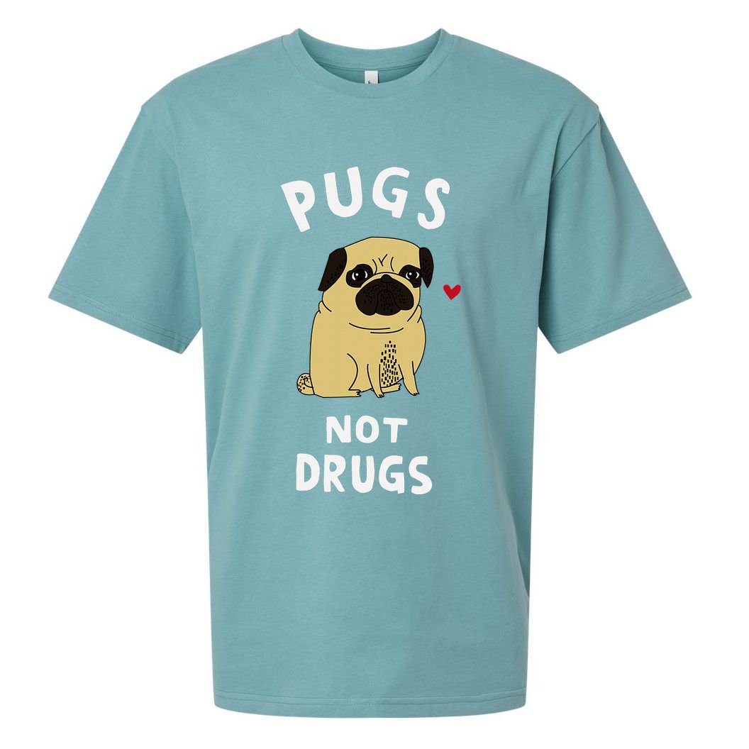 Pugs Not Drugs Funny Present For Dog Lover Pets Sueded Cloud Jersey T-Shirt