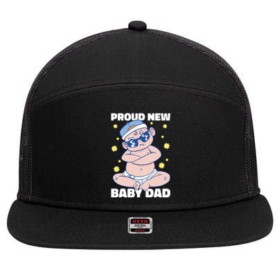 Proud New Dad For Father's Day Gift 7 Panel Mesh Trucker Snapback Hat