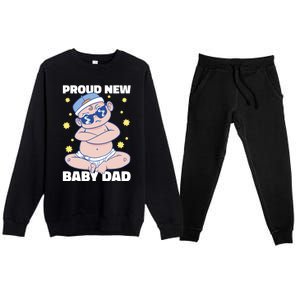 Proud New Dad For Father's Day Gift Premium Crewneck Sweatsuit Set