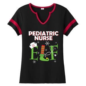 Pediatric Nurse Elf Christmas Matching Group Costume Gift Ladies Halftime Notch Neck Tee