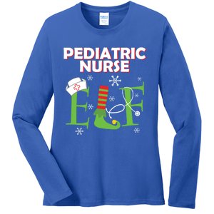 Pediatric Nurse Elf Christmas Matching Group Costume Gift Ladies Long Sleeve Shirt