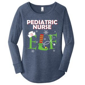 Pediatric Nurse Elf Christmas Matching Group Costume Gift Women's Perfect Tri Tunic Long Sleeve Shirt