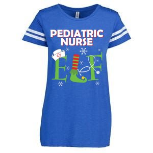 Pediatric Nurse Elf Christmas Matching Group Costume Gift Enza Ladies Jersey Football T-Shirt