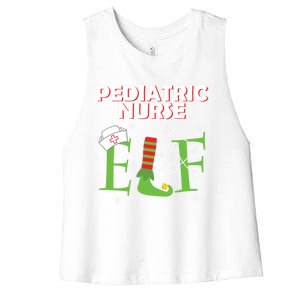 Pediatric Nurse Elf Christmas Matching Group Costume Gift Women's Racerback Cropped Tank