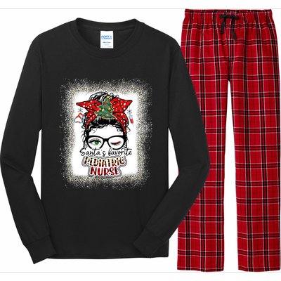 Pediatric Nurse Elf Pediatric Nurse SantaS Favorite Nurse Gift Long Sleeve Pajama Set