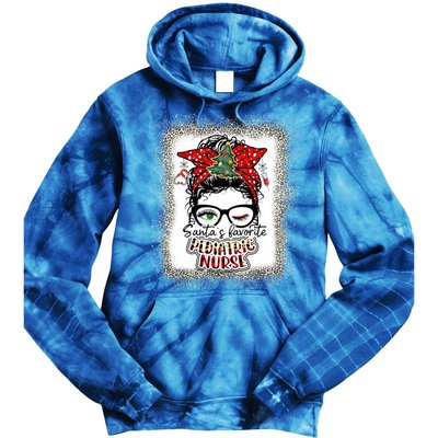 Pediatric Nurse Elf Pediatric Nurse SantaS Favorite Nurse Gift Tie Dye Hoodie