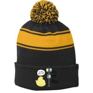 Peep Nursing Easter Stripe Pom Pom Beanie