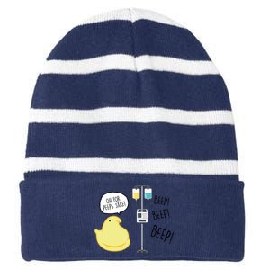 Peep Nursing Easter Striped Beanie with Solid Band