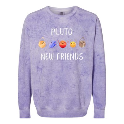 Pluto New Friends Dwarf Planets Funny Astronomy Science Colorblast Crewneck Sweatshirt