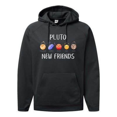 Pluto New Friends Dwarf Planets Funny Astronomy Science Performance Fleece Hoodie