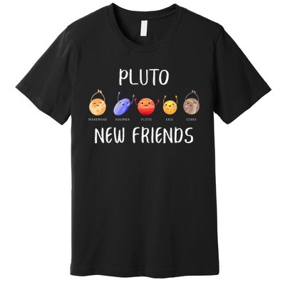 Pluto New Friends Dwarf Planets Funny Astronomy Science Premium T-Shirt