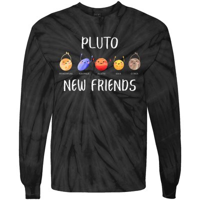 Pluto New Friends Dwarf Planets Funny Astronomy Science Tie-Dye Long Sleeve Shirt