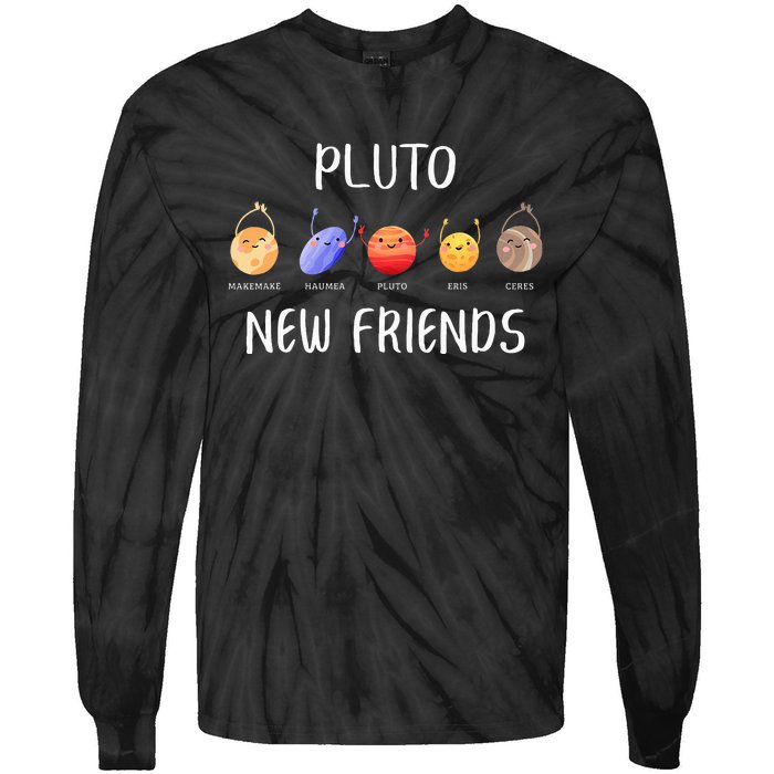 Pluto New Friends Dwarf Planets Funny Astronomy Science Tie-Dye Long Sleeve Shirt