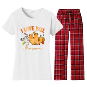 Pt Nurse Fall I Love Fall Prevention Fall Physical Therapy Women's Flannel Pajama Set