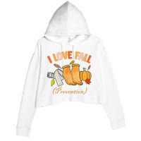 Pt Nurse Fall I Love Fall Prevention Fall Physical Therapy Crop Fleece Hoodie