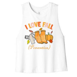 Pt Nurse Fall I Love Fall Prevention Fall Physical Therapy Women's Racerback Cropped Tank